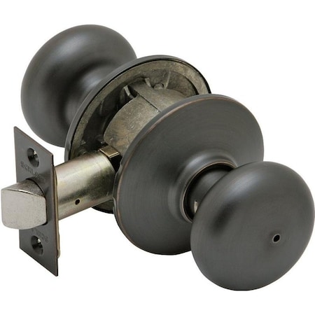 Plymouth Series Privacy Door Knob, Brass, Aged Bronze
